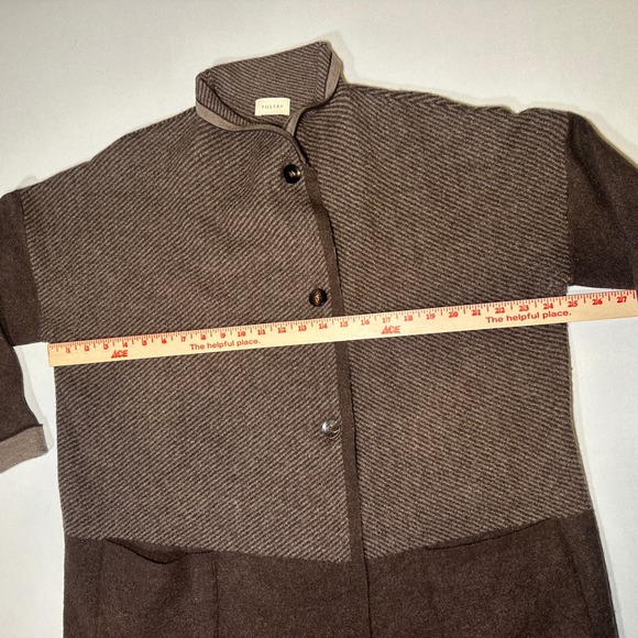 Poetry Cardigan‎ Coat Women's 14 Brown Knit Wool Blend  Coatigan Front Pockets - Picture 12 of 16